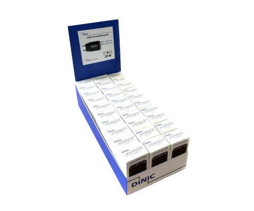 30x PW-20WCA-S (USB C+A 20W Ladegerät) schwarz im DINIC Thekendisplay